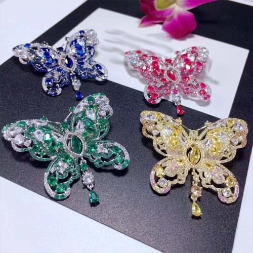 46x40mm Womens High Quality Classic color zirconium butterfly brooch pendant