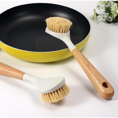 1pc Round Square HeadKitchen Wooden Long Handle Cleaning Brush Brush Tableware Dish Brush Washing Bowl Cleaning Kitchen Too Y2E7