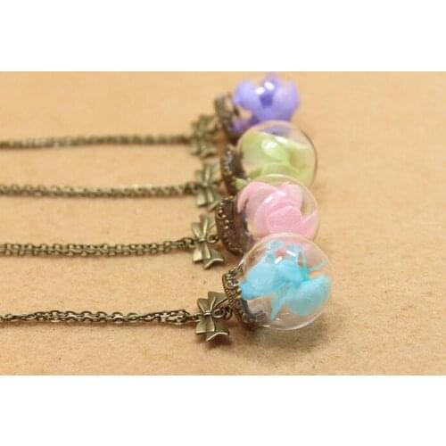 10pcs Lobular hydrangea flower Wish Ball Glass bubble Pendant necklace PreservedFreshFlower romantic glass globe pendant gift