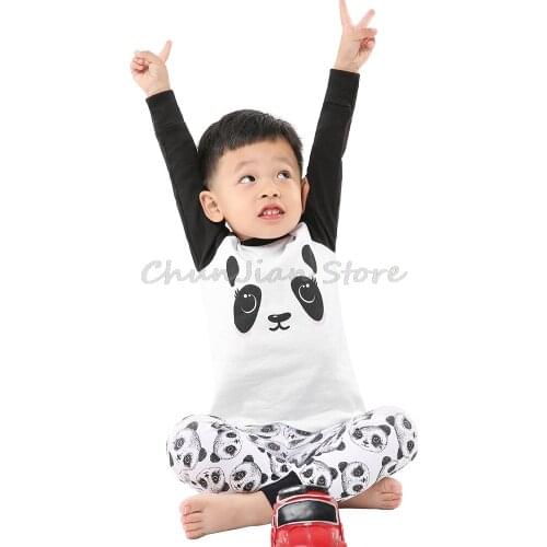 100 Cotton Full Sleeve Childrens Sleepwear Kids Panda Pajama Sets Boys Pyjamas Kids Unicorn Pajama Sets Pijamas Infantil