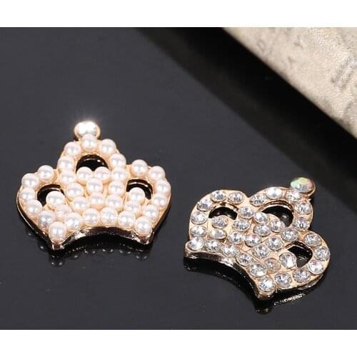 2015New 100Pcs Pearl or Rhinestone Crown Buttons for Embellishment DIY Hair Accessories ZJ85