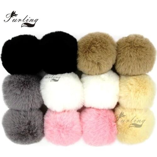 Furling 12pcs Handmade 8cm Soft Faux Fur Pom Poms Ball with Elastic DIY Key Ring Keychain Hangbag Beanie Hat Charm Accessory