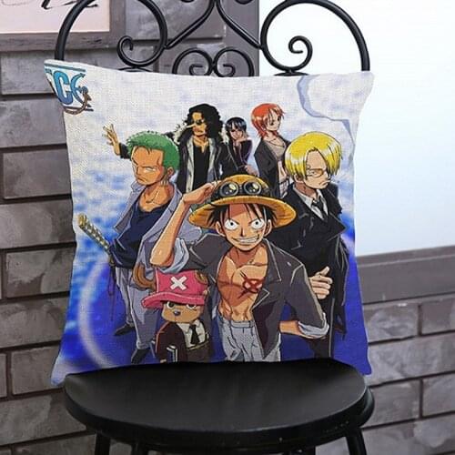 19 Models ONE PIECE Cartoon Sofa Cushion Monkey D Luffy Zoro Sanji Print Throw Pillow Cotton Linen Home Decorative Almofada