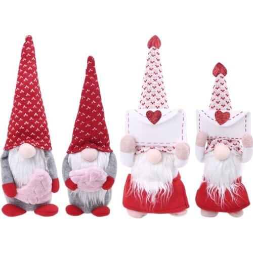 Handmade 2021 Envelope and Love Swedish Santa Gnome Plush Doll Holiday Figurines Toy Valentines Day doll Ornaments