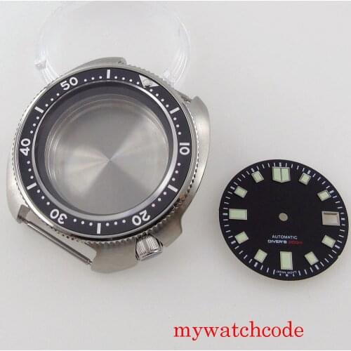 44mm Watch Case Parts For NH35 NH36 Automatic Movement Sapphire Glass 200m Waterproof Luminos Dot 28.5mm Dial