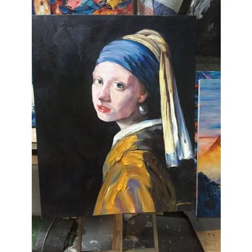 Acrylic Painting Paint Famous Artwork The Girl Wearing Pearl Oil Painting Hand Painted On Canvas Wall Art For Home Decoratio
