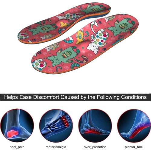 Animation Pattern Running Shock Absorption EVA Orthopedic Arch Support Insole for Relieve Plantar Fasciitis, Forefoot Pain