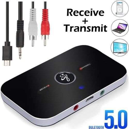 USB 3.5MM Bluetooth Transmit Receiver Audio Adapter 2 in 1 Wireless Transmit Receiver Adapter for TV Computer Speaker Car Tablet