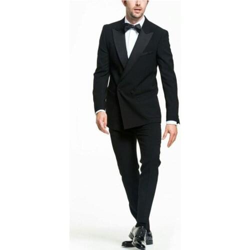 Black Two Pieces Suit For Man Wedding Groom Best Man Business Wear Prom Dinner Marry Party Dress robe de soiree(Jacket+Pants)