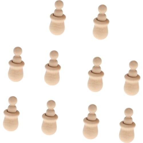 30pcs DIY Wooden Peg Dolls Plain Wooden People Figures Coloring Festival Birthday Party Gifts Supplies