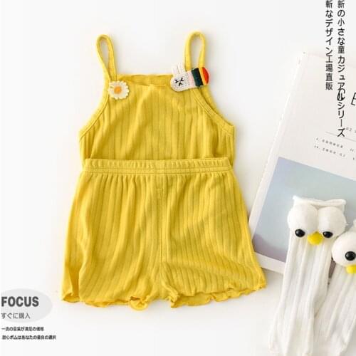 Baby Summer Clothes Thin Female Baby Cotton Vest Lovely Rabbit Suit Baby Sling Home Two-piece Set Baby Girl Outfit