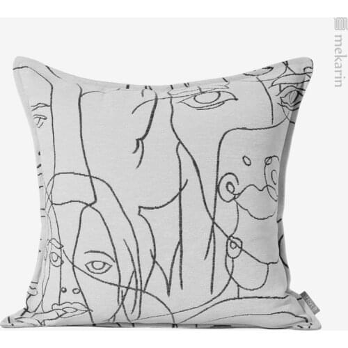 Living room decoration Designer Luxury Throw Pillows Abstract Face White Sofa Decor Cushion Cover