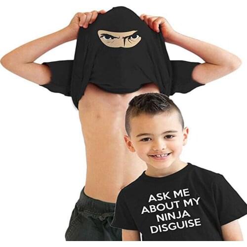 Parent-child dress t summer father and son short-sleeved letter masked funny T shirt European and American childrens family