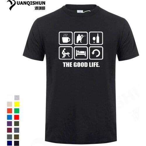 The Good Life T-shirts Paintball Coffee Paint Ball Sex Sleep Repeat Tshirt 16 Colors Cotton O-Neck Mens T-Shirt Funny Streetwear
