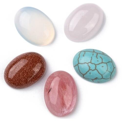 5pcs/lot Mixed Color Natural & Synthetic Mixed Stone Oval Smooth Cabochons for DIY Jewelry Settings Crafts Handmade 18x13x6mm
