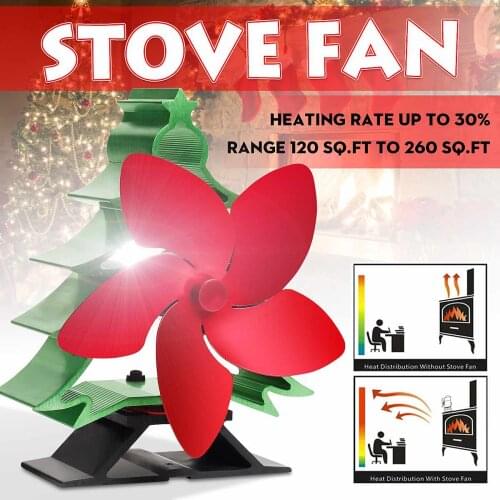 Fireplace 4 Blade Heat Powered Stove Fan komin Log Wood Burner Eco Friendly Quiet Fan Home Efficient Heat Distribution