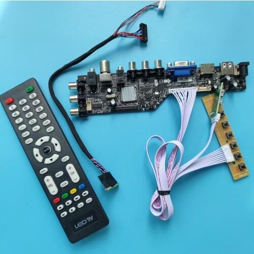 Kit For LTN156AT30 Display panel monitor digital controller board 1366x768 HDMI driver DVB-T DVB-T2 LED USB VGA AV TV remote