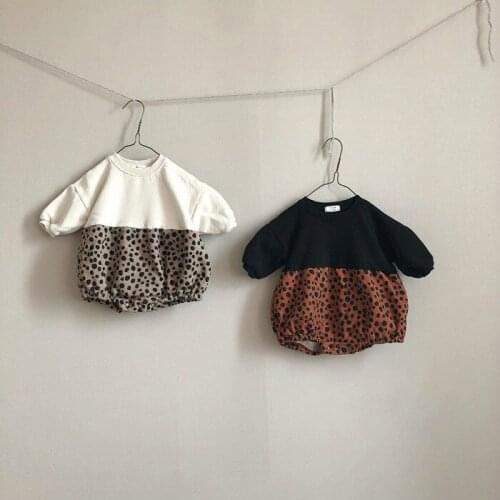 Baby girl set autumn Leopard Cotton Print Pullover Full romper fashion comfortable keep warm baby autumn clothes