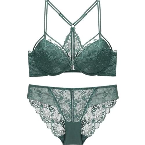 Ysansca women lace lingerie set plus size bra push up beautiful underwear Seamless female front closure bras sexy lingerie set