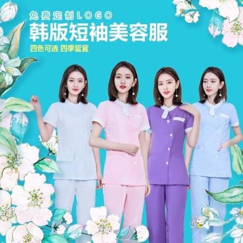 Nurse suit long short sleeves slim body thin summer dress female tattoo artist beauty salon nurse service overalls