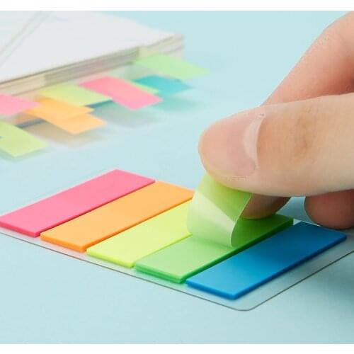 Creative Transparent Fluorescent Index Planner Stickers Classification Index Stickers BookMarker Memo Pad Self-Stick Notes