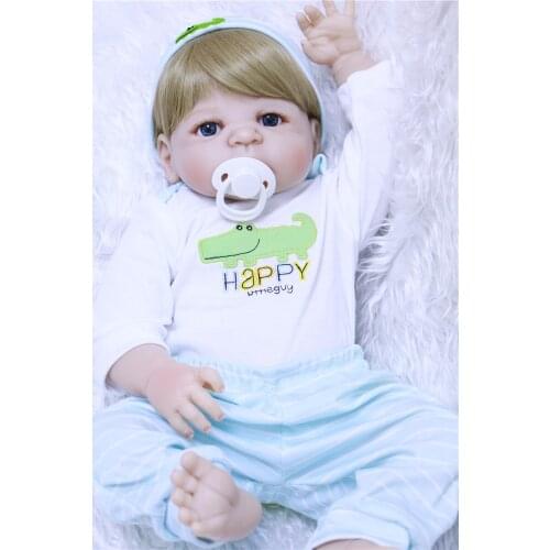 Full body silicone reborn baby boy dolls NPK 22" boy reborn babies doll for child gift fake baby real born bonecas reborn