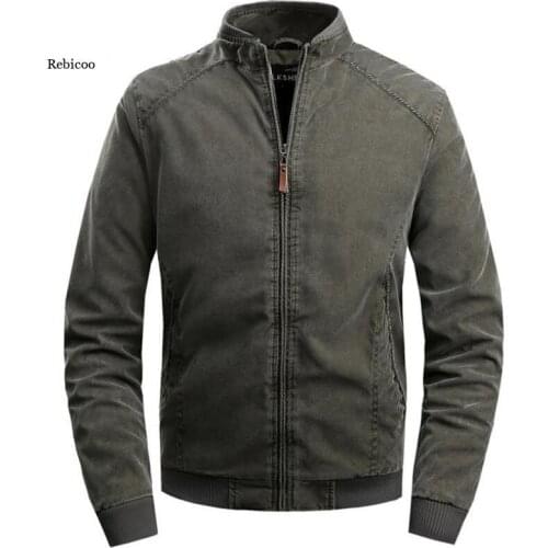 Mens Stand Collar Casual Jackets Autumn New Fashion Cotton Coat Warm Military Jacket Streetwear Clothing