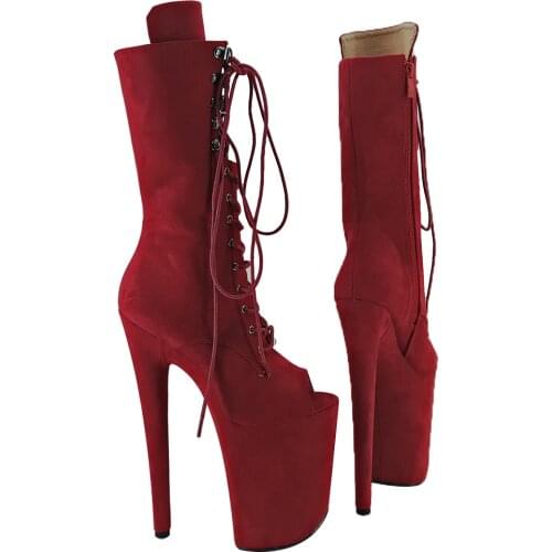 Leecabe 23CM/9inches Suede Pole dance shoes High Heels Pole Dance boot