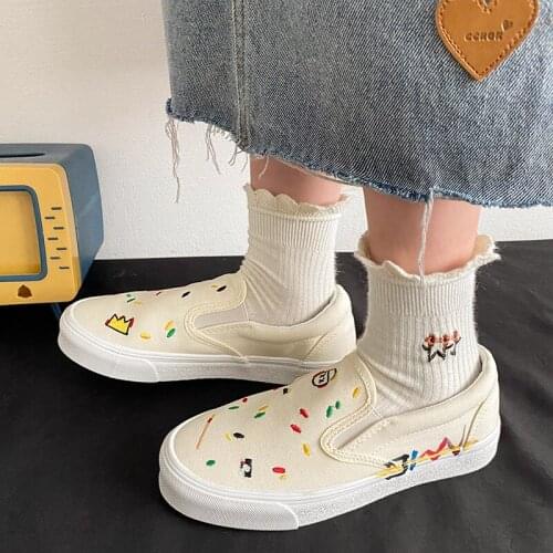 Slip on Flat Canvas Shoes Women Checkered Vulcanize Shoes Female Student Casual Loafers Ladies Lazy Shoes Tide