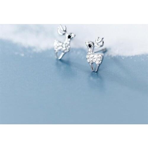 Sole Memory Sweet Rhinestone Elk Cute Romantic 925 Sterling Silver Fashion Female Stud Earrings SEA696