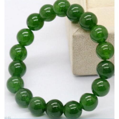 Fashion jewelry Natural 10mm Round Gem stone Beads Stretchy Bangle Bracelet 7.5'' jade