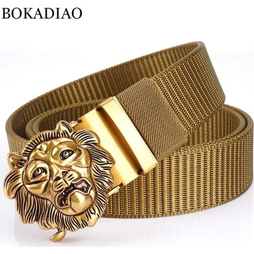 BOKADIAO Men&women Nylon Belt Metal Automatic Buckle canvas belts Outdoor sports Casual jeans waistband Army military male strap