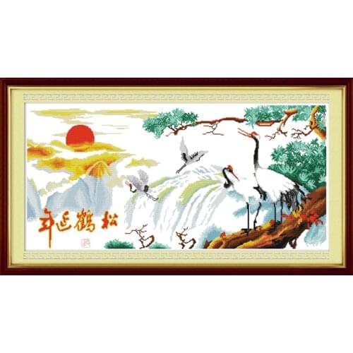 Cranes and pines stand for longevity (1)(having good luck) cross stitch kit DMC 18 14ct 11ct embroidery DIY handmade needlework