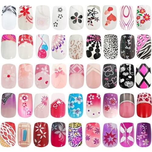 24pcs Fake Nails with Designs 96 Colors Girl Nails Simple and Convenient Operation Nail Tips