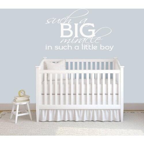 Such a Big Miracle in Such a Little Boy Wall Decal Nursery Kids Room Wall Stickers Baby Vinyl Wall Decor Quote Shower Gift C313