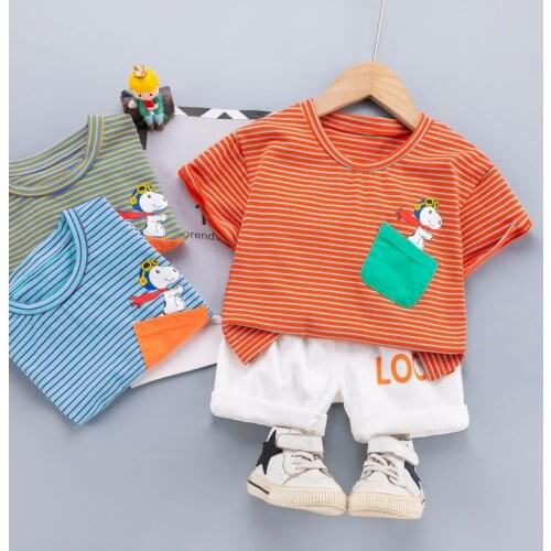 0-5 Years Summer Boy Clothing Set 2021 New Casual Fashion Cartoon Active T-shirt+ Pant Kid Children Baby Toddler Boy Clothing