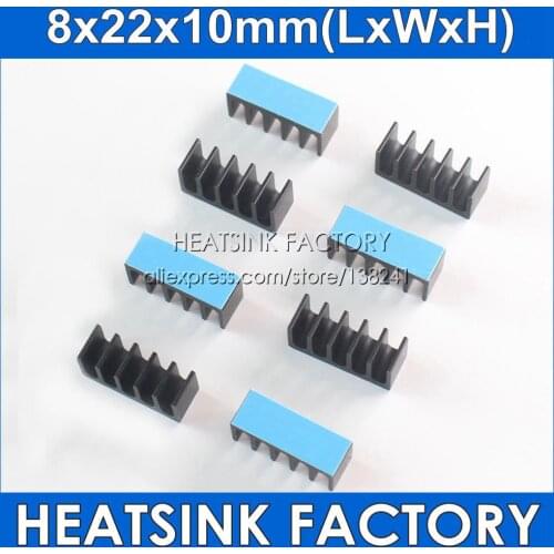 HEATSINK FACTORY 30pcs Black 8*22*10mm Aluminum Heat Sink Cooler Radiator With Thermal Cooling Pads