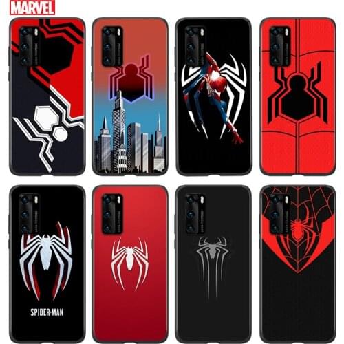 Silicone Cover Marvel Spider-Man Logo For Huawei P 50 P40 P30 P20 P10 P9 P8 Pro Plus Lite E mini 2017 2019 Phone Case