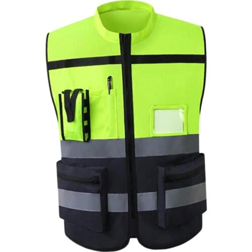 Reflective Vest Safety Sleeveless Waistcoat With Zipper Yellow F