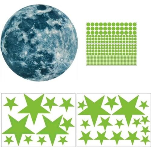 Luminous Moon Self-Luminous Starry Sky Wall Stickers Star Self-Adhesive Wallpaper Wall Sticker Decoration Material