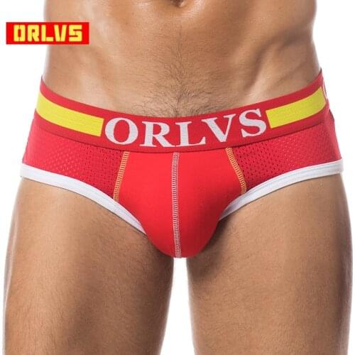 ORLVS Brand Hot Men Briefs High Elasticity Sexy Hollow Mesh Shorts Gay Sleepwear Quick Drying Breathable Crotch Cotton Underwear