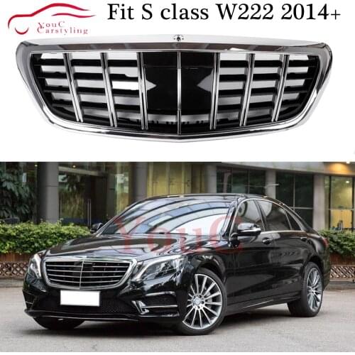 W222 GT grille Front Hood Bumper Grill Mesh for Mercedes S class W222 4-door Sedan 2014 + S350 S400 S450 S500 S600 AMG grille