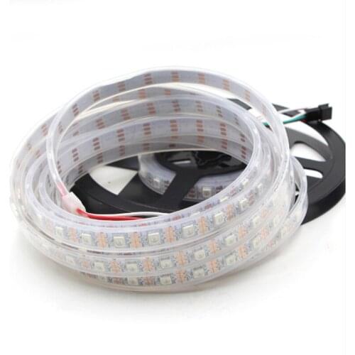WS2812B Full Color LED Pixel Strip DC 5V 0.5M 1M 2M 3M 4M 5M White/Black PCB 30/60/144LEDs/M IP30/IP65/IP67 Waterproof LED Tape