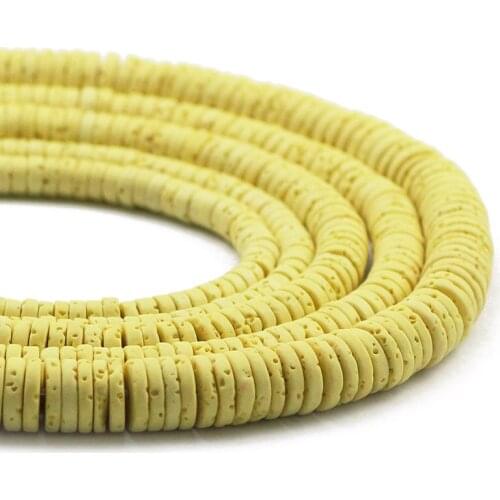 Bright Rock Yellow COIN Spacer Beads 4 6 8mm Flat Round Rock Loose Spacer Beads For Jewelry Making DIY Bracelet Accessories 15