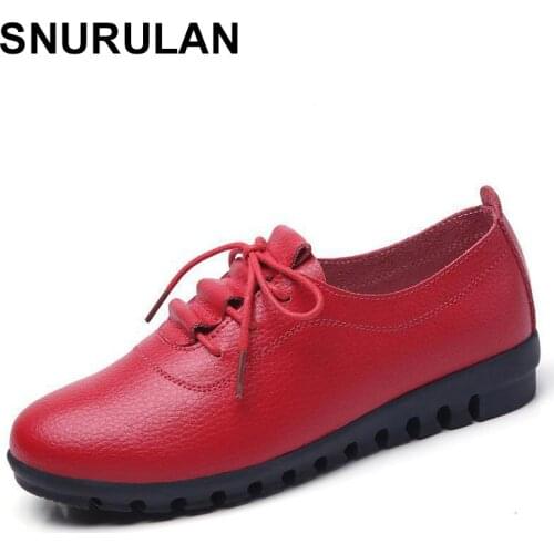 SNURULANWomens Ballet Shoes Genuine Leather Shoes Slip On Ladies Shallow Loafers Casual Shoes White Summer Loafer Womens Shoes