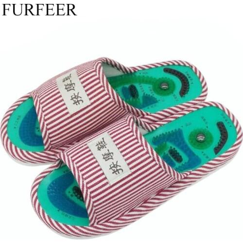 Women Flat Red Striped Massage Slippers Girls Home Indoor Foot Care Massage Slippers Women Indoor Non-slip Slides Drop Shipping