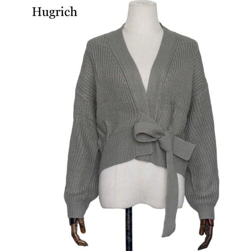 Top Quality Womens Green Sweater Long Sleeve Female Winter Cardigan with Sashes Streetwear Womens Za Knit Top Sweater