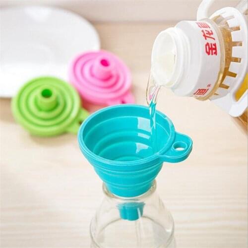 1pc 100% Food Grade Silicone Collapsible Funnel Kitchen Accessories Flexible Foldable Kitchen Funnel for Liquid Kitchen Gadgets
