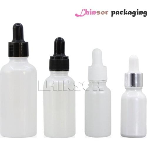 10pcs/lot 15ml 20ml 30ml 50ml Pearl White Glass Doterra Essential Oil Dropper Bottle Vials with Pipette for Cosmetic Container