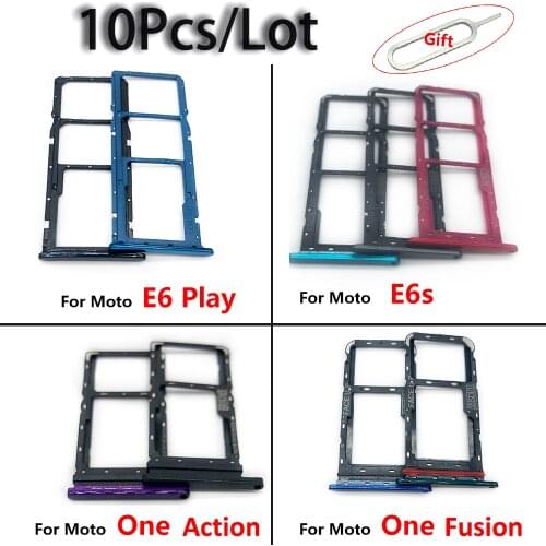 10Pcs/Lot，New Micro Nano SIM Card Holder Tray Slot Holder Adapter Socket + Pin For Moto E6 Play E6S G10 One Action One Fusion